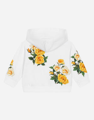 ZIP-UP HOODIE WITH YELLOW ROSE PRINT