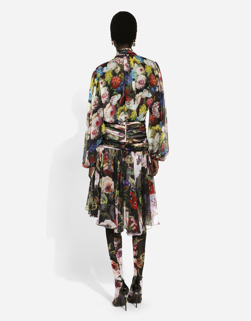 CHIFFON SHIRT WITH NOCTURNAL FLOWER PRINT