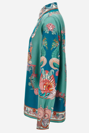 Informal Shirt In Silk Twill  Coral Theatre Print