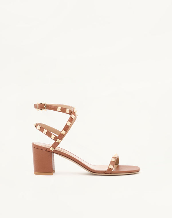 SANDALO ROCKSTUD IN VITELLO STAMPA ALCE CON CINTURINI 60MM