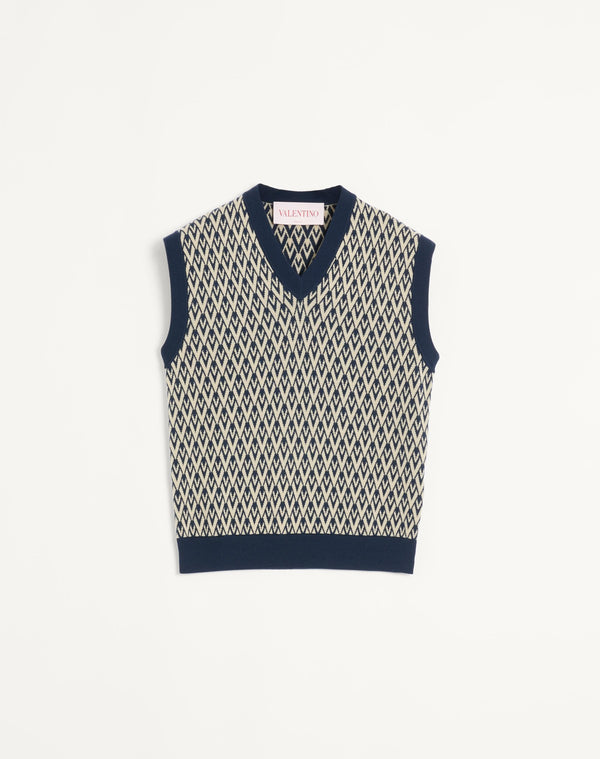 Gilet In Lana Con Motivo Jacquard Toute La V
