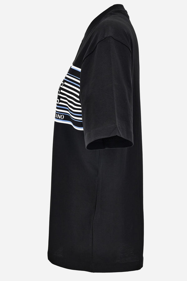 T-Shirt In Jersey Fabric-Stripe Versace Print