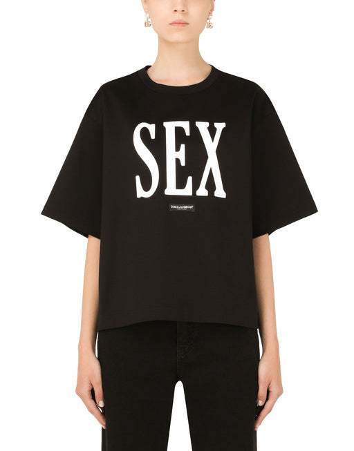 JERSEY T-SHIRT WITH “SEX” PRINT