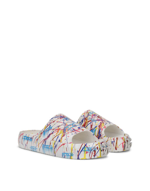 BEACHWEAR SLIDERS WITH COLOR SPLASH PRINT