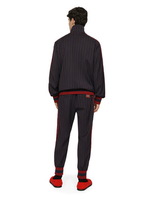 PINSTRIPE WOOL JACKET WITH BRANDED TAG