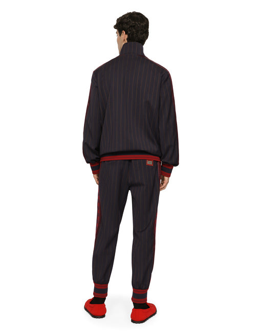 PINSTRIPE JOGGING PANTS WITH BRANDED BANDS