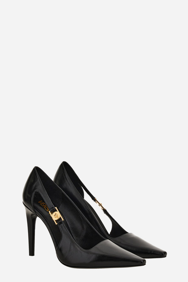 Medusa Lock Pump  In Shiny Calf Leather-Metal Hardware