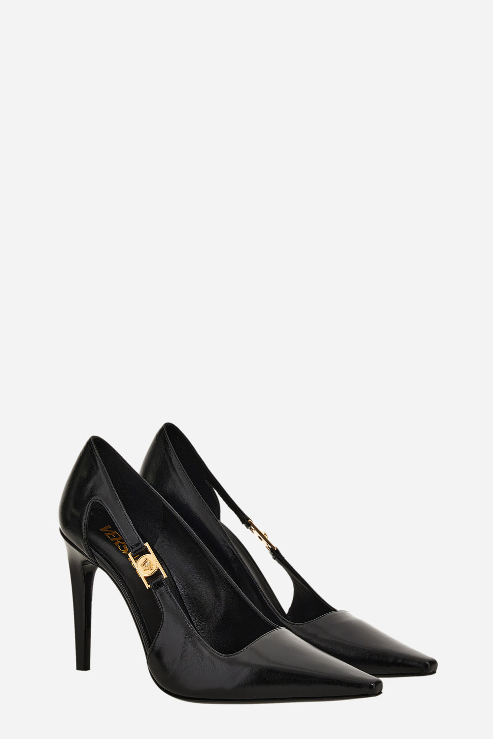 Medusa Lock Pump  In Shiny Calf Leather-Metal Hardware