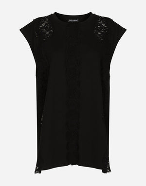 JERSEY T-SHIRT WITH LACE INSERTS