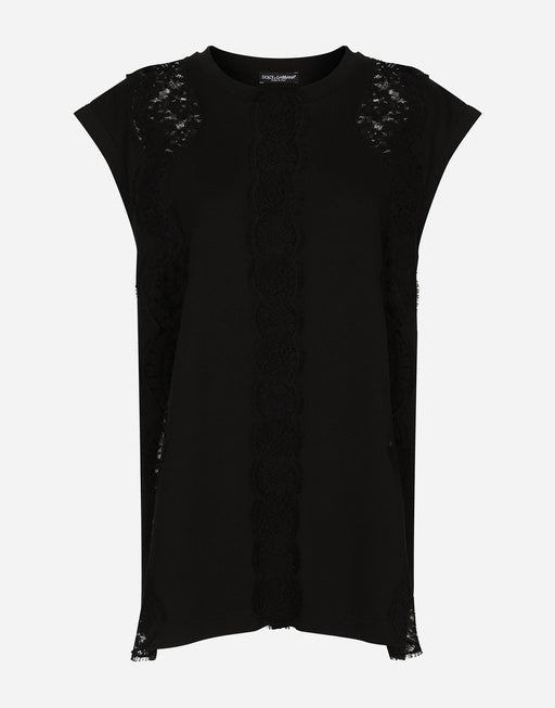 JERSEY T-SHIRT WITH LACE INSERTS