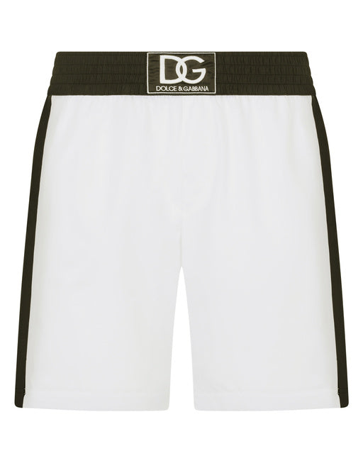 TWO-TONE MID-LENGTH SWIM TRUNKS WITH DG PATCH