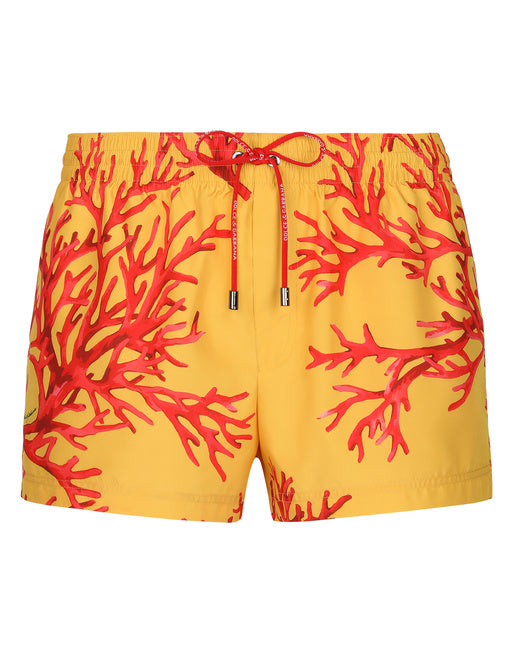 SHORT SWIM TRUNKS WITH CORAL PRINT