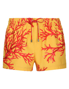 SHORT SWIM TRUNKS WITH CORAL PRINT