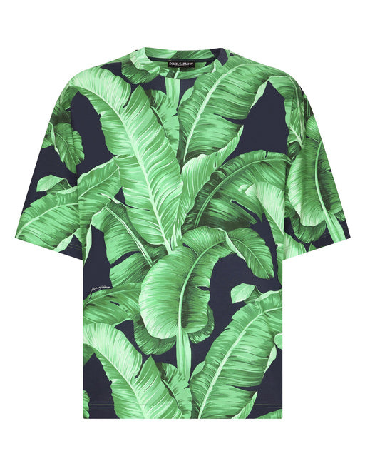 SHORT-SLEEVED COTTON T-SHIRT WITH BANANA TREE PRINT