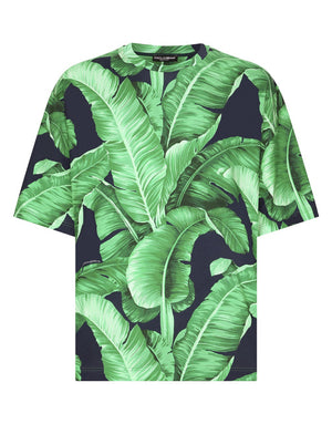 SHORT-SLEEVED COTTON T-SHIRT WITH BANANA TREE PRINT