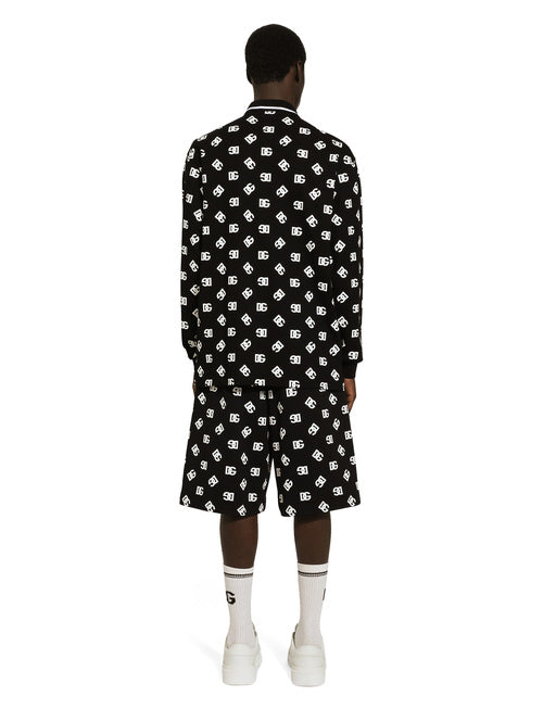 LONG-SLEEVED COTTON POLO-SHIRT WITH DG MONOGRAM