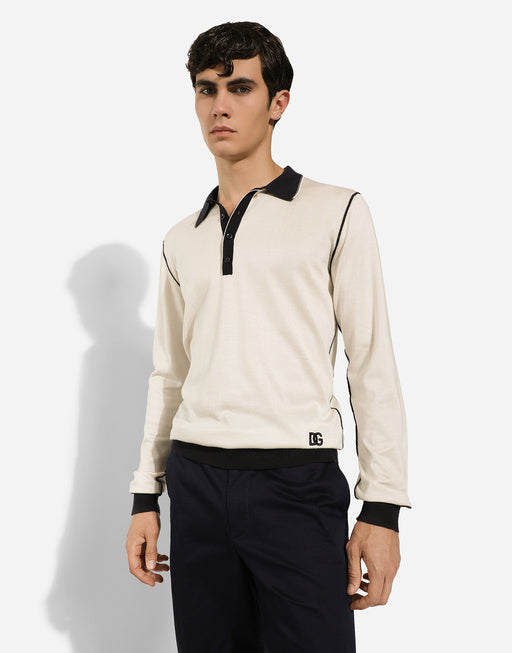 LONG-SLEEVED SILK POLO-SHIRT