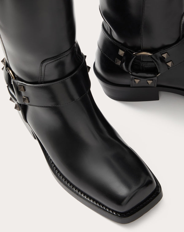Stivale Biker Rockstud In Vitello 40Mm