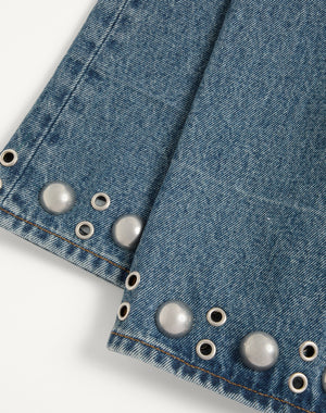 Pantalone In Denim Con Cabochons