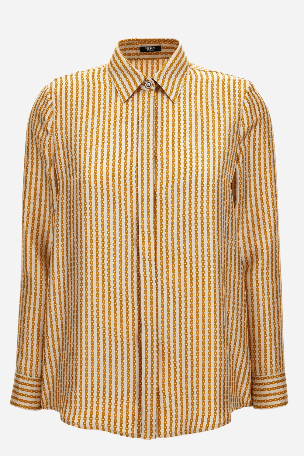 Formal Shirt In Pinstripe Chain On Responsible Silk Twill