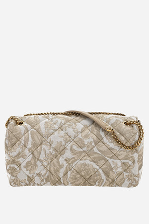 Icon Md Shoulder Bag In Jacquard Fabric-Calf Leather