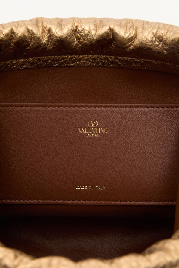 Mini Borsa A Sacchetto Vlogo Pouf In Pelle Metallizzata