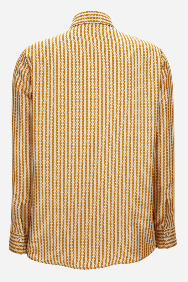 Formal Shirt In Pinstripe Chain On Responsible Silk Twill
