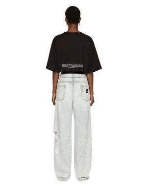 CROPPED SHORT-SLEEVED COTTON JERSEY T-SHIRT WITH ROUND NECK DGVIB3