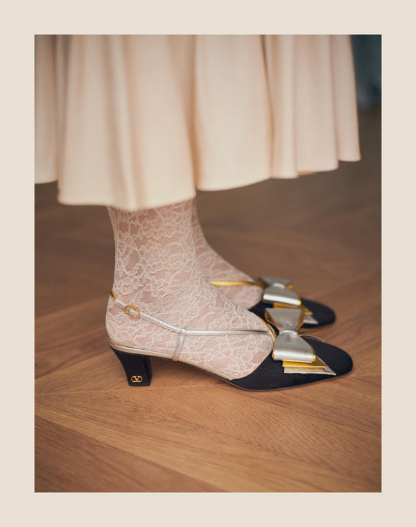 Décolleté Slingback Bowow In Tessuto Moirè 45Mm