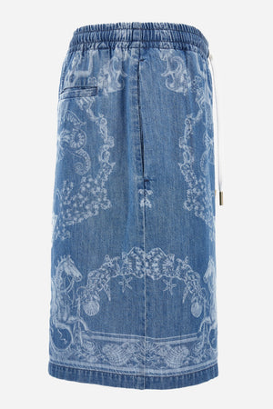 Short Denim In Stop Lasered Denim Holiday Print Medium Blue Wash