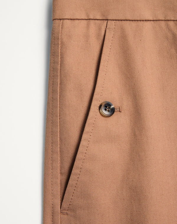 Pantalone In Gabardina Di Cotone Con Risvolto