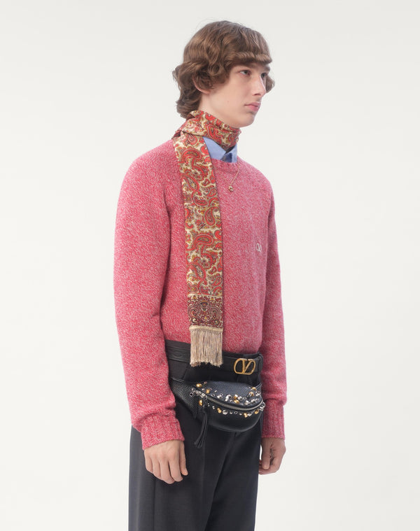 Maglione Girocollo In Lana Con Ricamo Vlogo