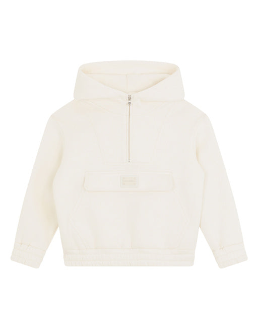 JERSEY HOODIE WITH LOGO PLATE