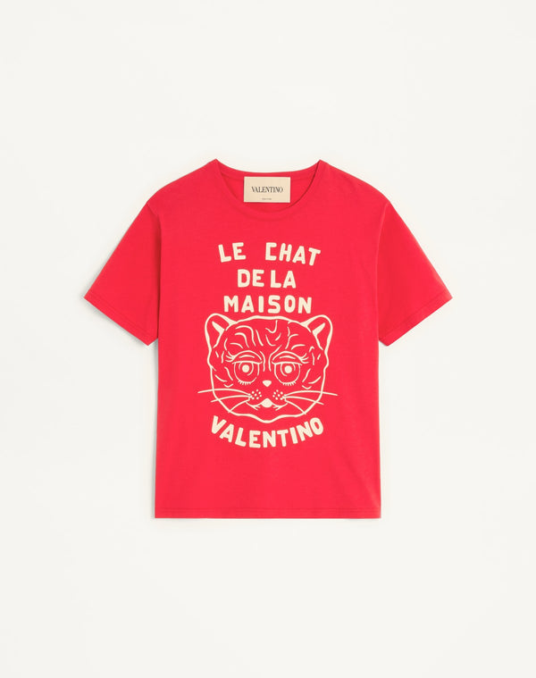 T-Shirt In Cotone Con Stampa Le Chat De La Maison