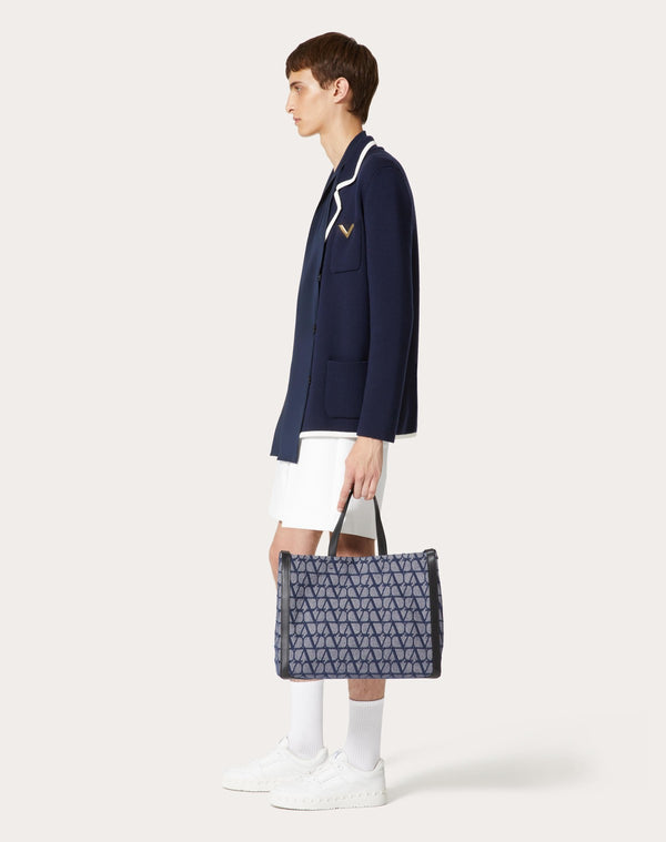 Borsa Shopping Media Toile Iconographe In Tessuto Jacquard Effetto Denim 