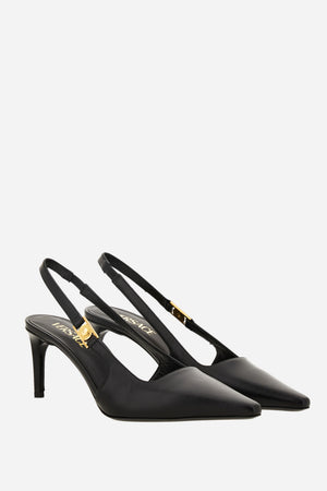 Medusa Lock Sling Back  In Shiny Calf Leather-Metal Hardware