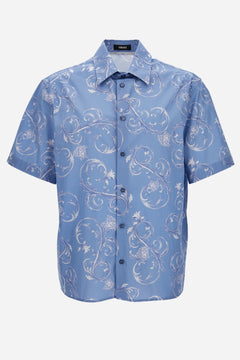Informal Shirt In Poplin Fabric Medusa Leafy Print