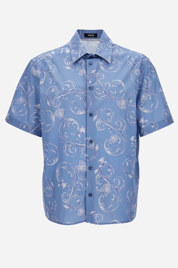 Informal Shirt In Poplin Fabric Medusa Leafy Print