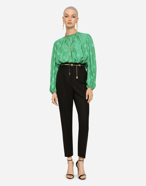 SILK BLOUSE WITH ALL-OVER DG LOGO