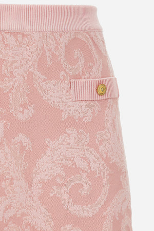 Knit Skirt In Barocco Leafy Viscose Blend Jacquard