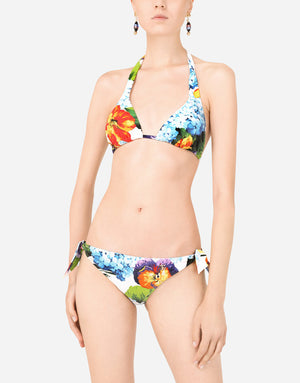 HYDRANGEA-PRINT PADDED TRIANGLE BIKINI