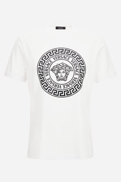 T-Shirt In Jersey Fabric-Medusa Versace Greca Print