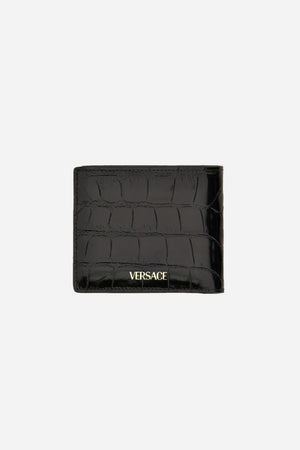 Icon Bifold Wallet W/Coin Pocket In Embossed Croc Calf Leather