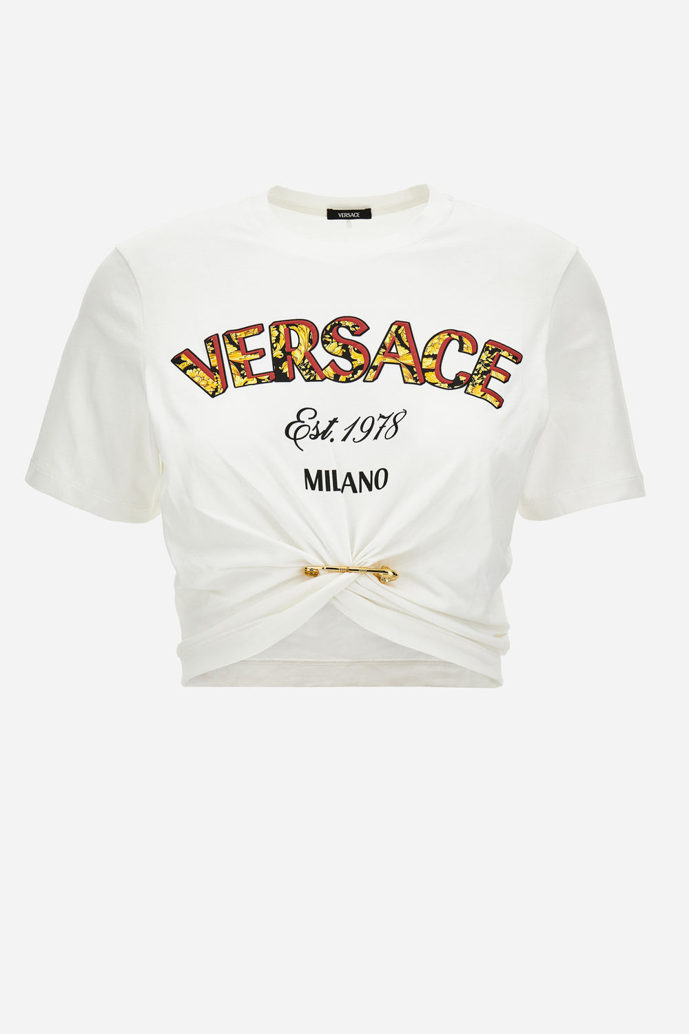 T-Shirt In Tessuto Jersey Stampa Versace Milano Barocco 92