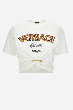 T-Shirt In Tessuto Jersey Stampa Versace Milano Barocco 92