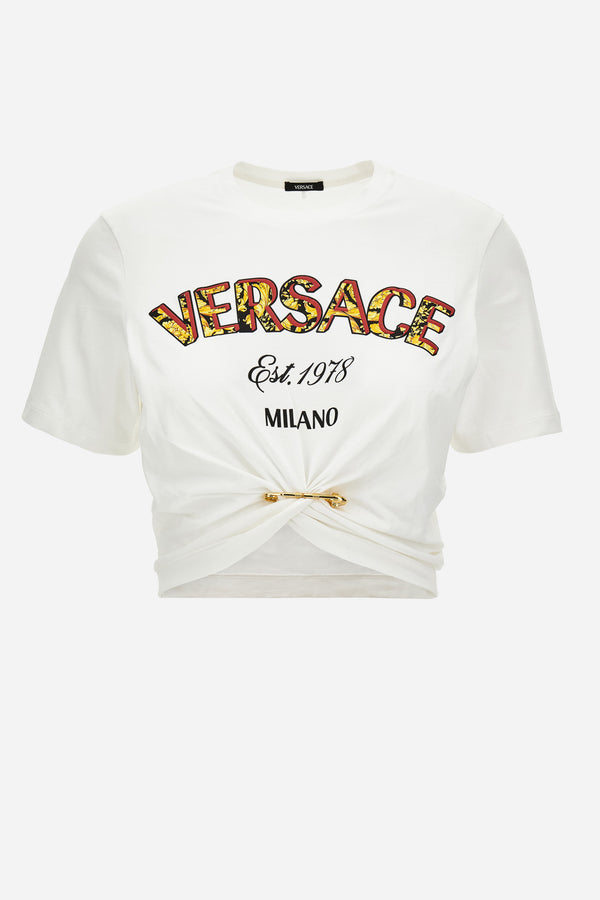 T-Shirt In Tessuto Jersey Stampa Versace Milano Barocco 92