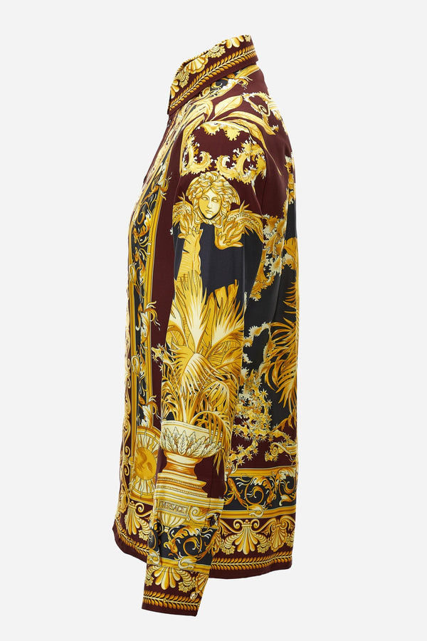 Informal Shirt In Barocco Palm Print Silk Fabric