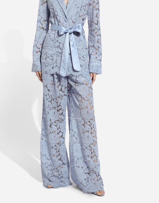 FLARED PANTS IN FLORAL CORDONETTO LACE WITH DG LOGO