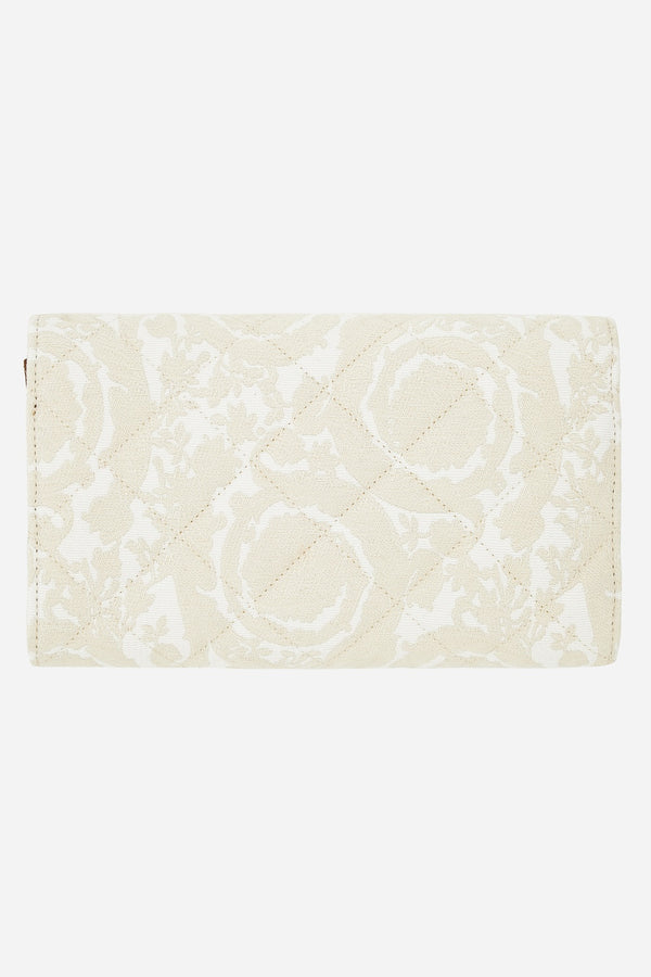 Icon Wallet On Chain In Jacquard Fabric-Calf Leather