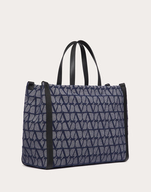 Borsa Shopping Media Toile Iconographe In Tessuto Jacquard Effetto Denim 